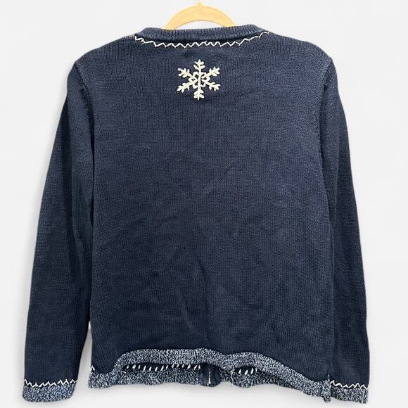 Vintage Santa Ugly Christmas Soft Girl Cottage Core Grandma Cardigan Sweater - Picture 3 of 8